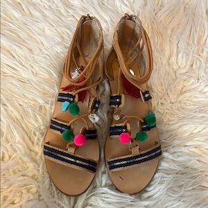 Steve Madden Tan and Blue Sandals with Geometric Straps